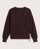 Dark Chocolate $|& SEAS Coastal Wrap Sweater - Hanger Detail