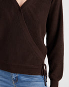 Dark Chocolate $|& SEAS Coastal Wrap Sweater - SOF Full Front
