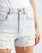 Light Wash $|& Herizon Miley Cut Off Short - SOF Detail