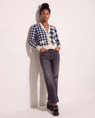 Cream/Navy $|& SEAS Alumni Double Plaid Cardigan - UGC On Fig