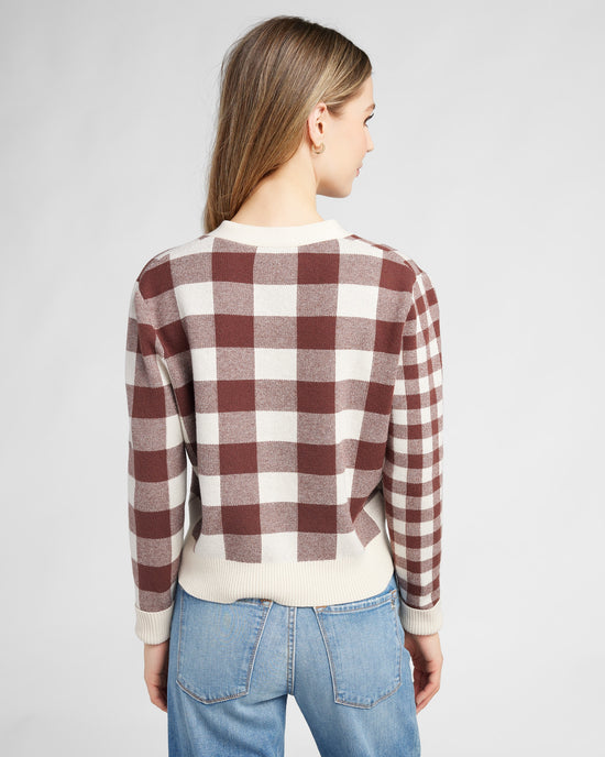 Cream/Cocoa $|& 78&SUNNY Alumni Double Plaid Cardigan - SOF Back