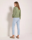 Frosty Spruce $|& SEAS Pacific Puff Shoulder Crew Neck Sweater