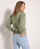 Frosty Spruce $|& SEAS Pacific Puff Shoulder Crew Neck Sweater