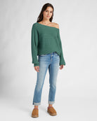 Frosty Spruce $|& SEAS Open Weave Dolman Sweater - UGC On Fig