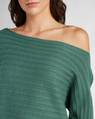 Frosty Spruce $|& SEAS Open Weave Dolman Sweater - SOF Full Front