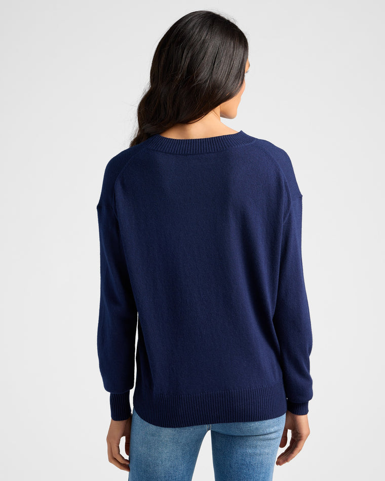 Navy/White $|& SEAS Salty Graphic Crew Neck Sweater - SOF Back