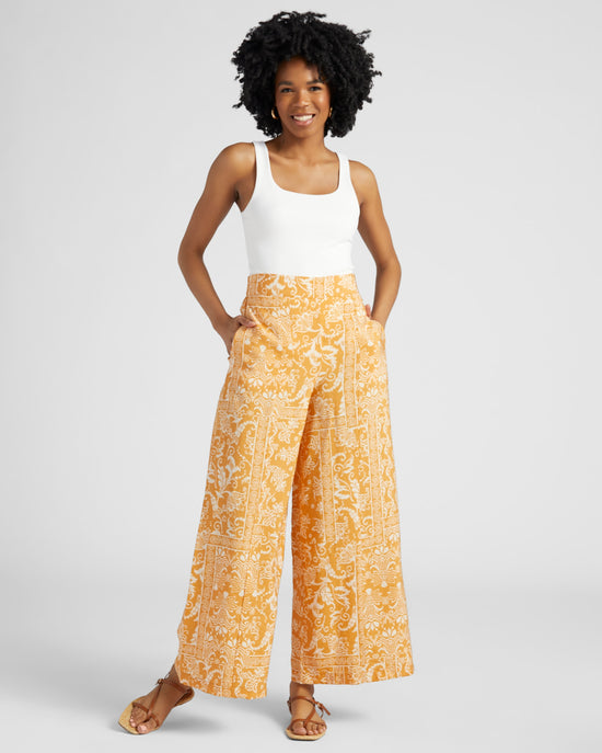 Nugget Yellow $|& 78&Sunny Flat Front Palazzo Pant - SOF Full Front