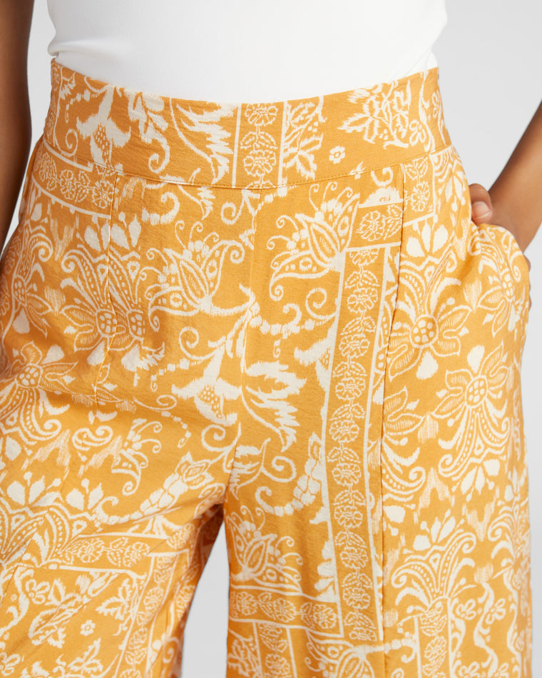 Nugget Yellow $|& 78&Sunny Flat Front Palazzo Pant - SOF Detail