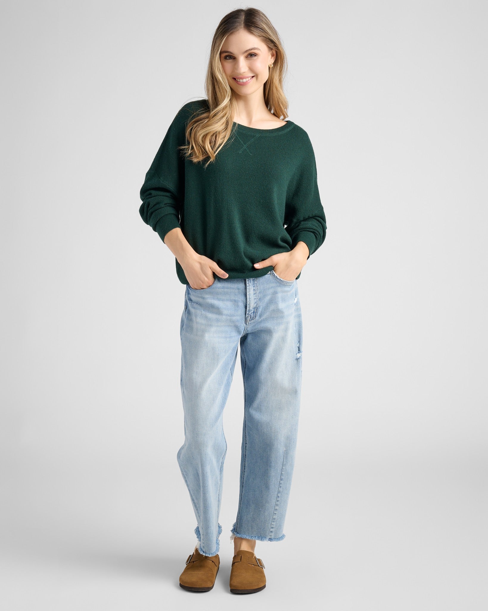 Hunter Green $|& Herizon Wanderer Waffle Long Sleeve - SOF Full Front