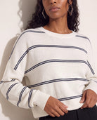 Ivory/Navy $|& SEAS Crew Neck Stripe Long Sleeve - SOF Back