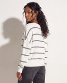Ivory/Navy $|& SEAS Crew Neck Stripe Long Sleeve - SOF Side
