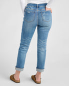 Medium Wash $|& SEAS Mid Rise Cuffed Slim Straight Leg Jeans - SOF Back