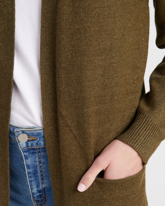 Olive $|& SEAS Pacific Marled Pocket Cardigan - SOF Detail