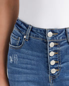 Medium Wash $|& SEAS Tina High Rise Ankle Skinny Jeans with Button Fly - SOF Detail