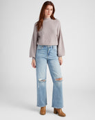 Heather Grey $|& SEAS Pacific Mock Neck Marled Sweater - SOF Full Front
