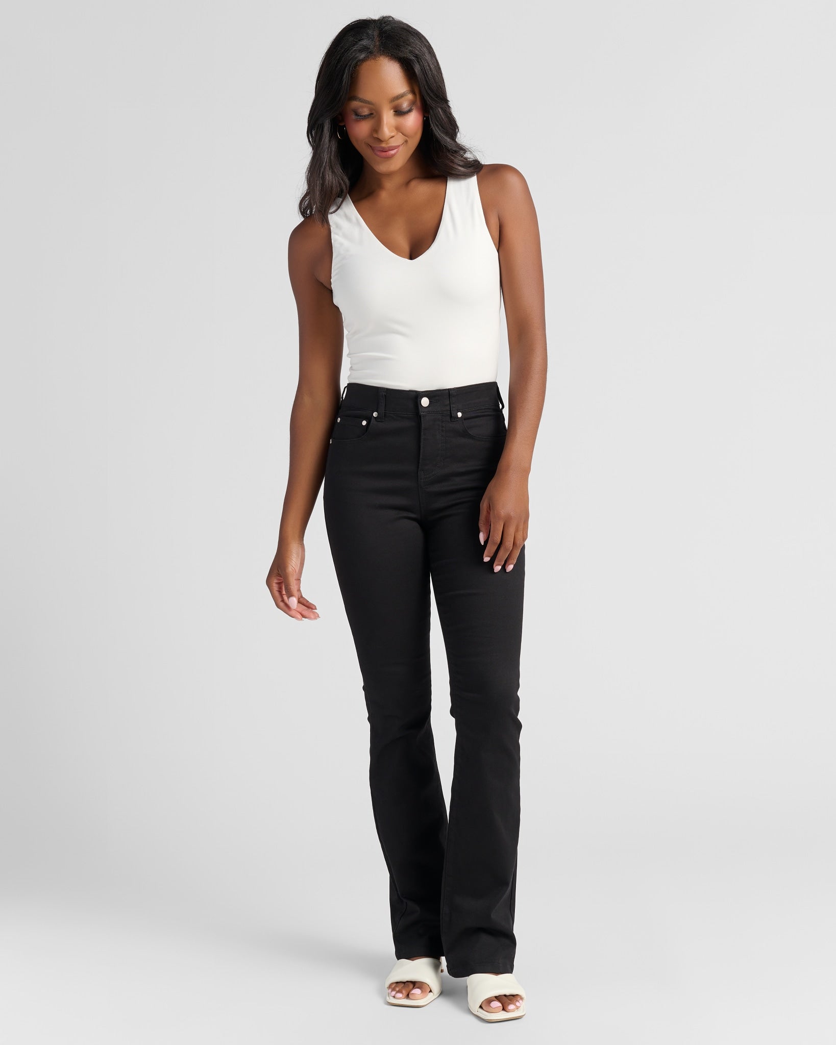 Black $|& SEAS Stevie High Rise Bootcut Jeans - SOF Full Front