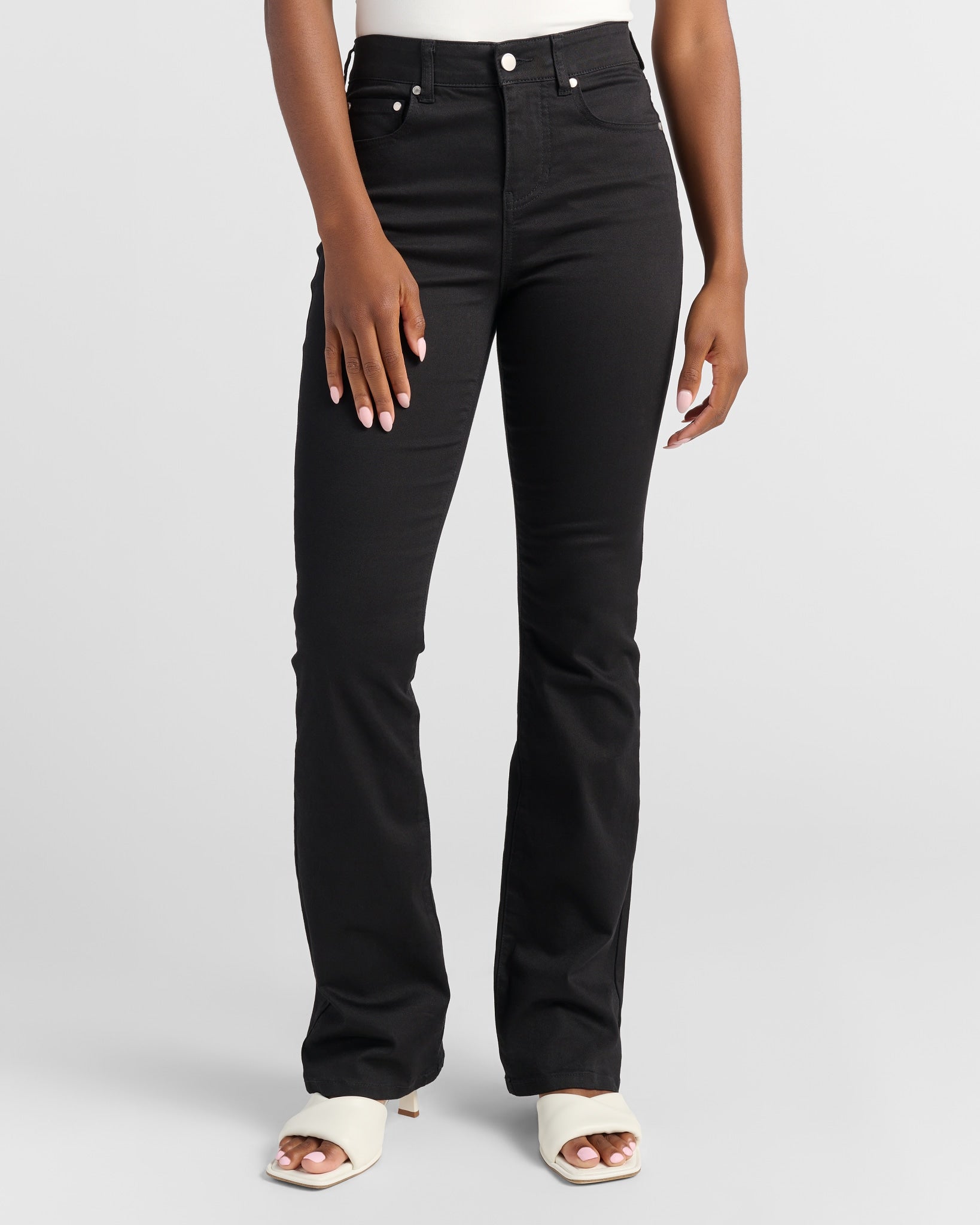 Black $|& SEAS Stevie High Rise Bootcut Jeans - SOF Front