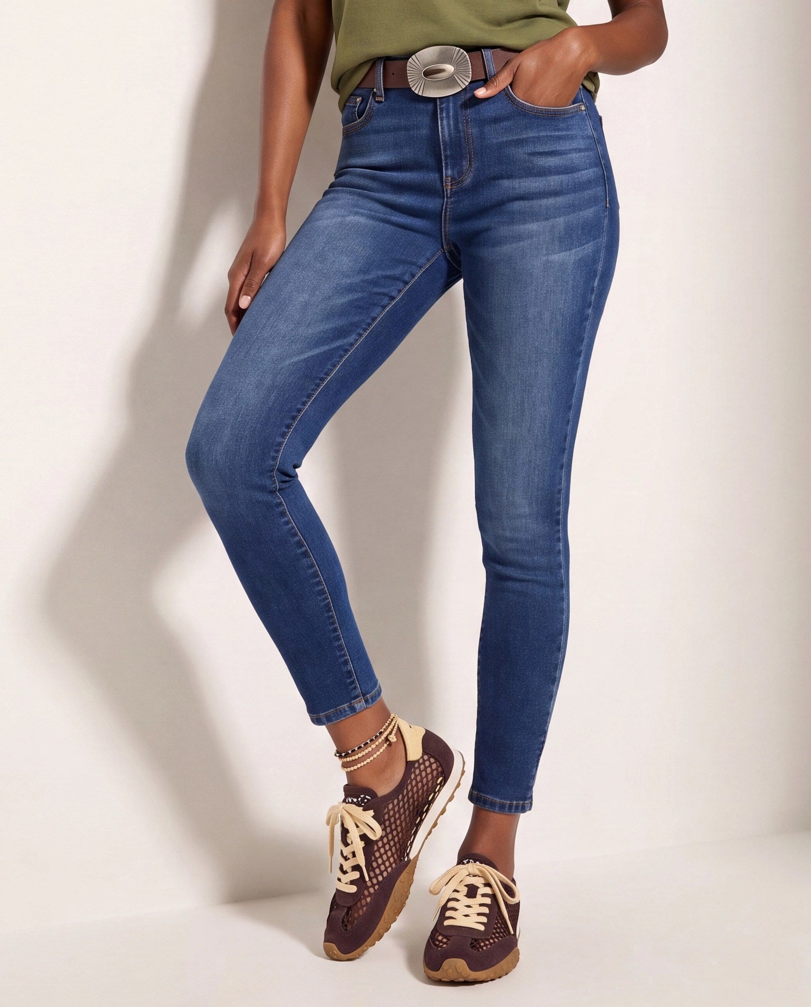 Dark Wash $|& SEAS Whitney High Rise Ankle Skinny Jeans - SOF Front