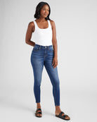 Dark Wash $|& SEAS Whitney High Rise Ankle Skinny Jeans - SOF Full Front