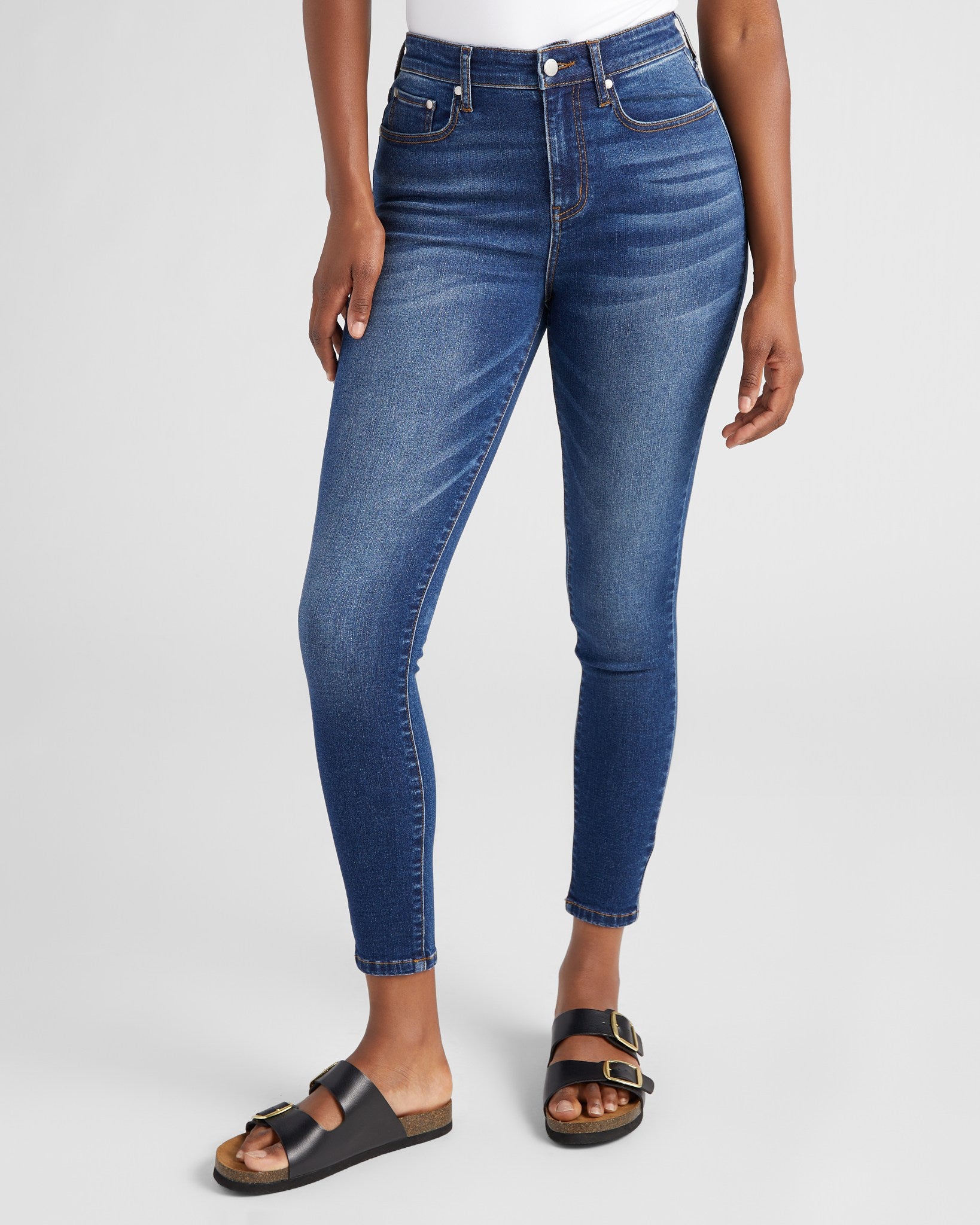 Dark Wash $|& SEAS Whitney High Rise Ankle Skinny Jeans - SOF Front
