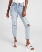 Light Wash $|& SEAS Carly High Rise Cropped Straight Leg Jeans - SOF Front