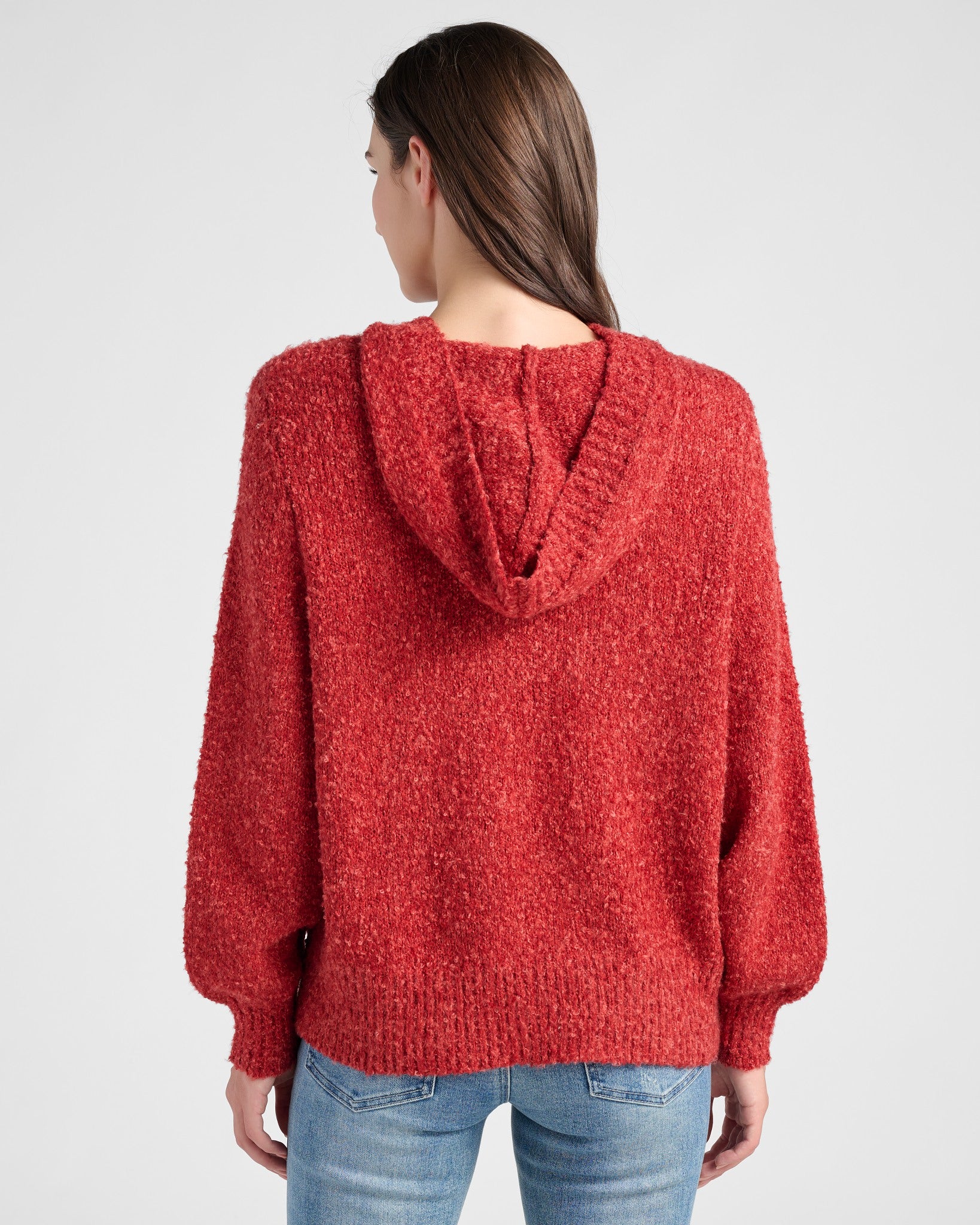 Brick Red $|& Herizon Boucle Hooded Pullover - SOF Back