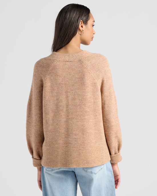 Camel $|& Herizon Button Front Boyfriend Cardigan - SOF Back