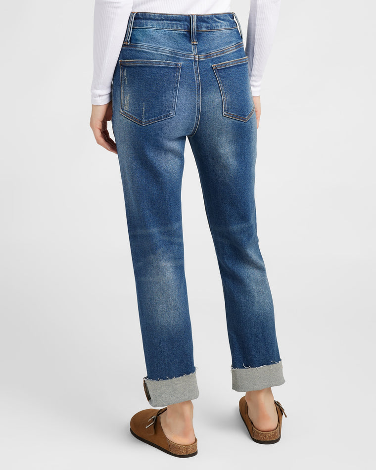Dark Wash $|& Herizon Phoebe High Rise Mom Jeans with Button Fly - SOF Back