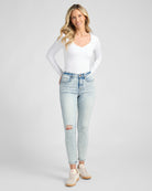 Light Wash $|& Herizon Jayne High Rise Distressed Skinny Jeans - SOF Full Front
