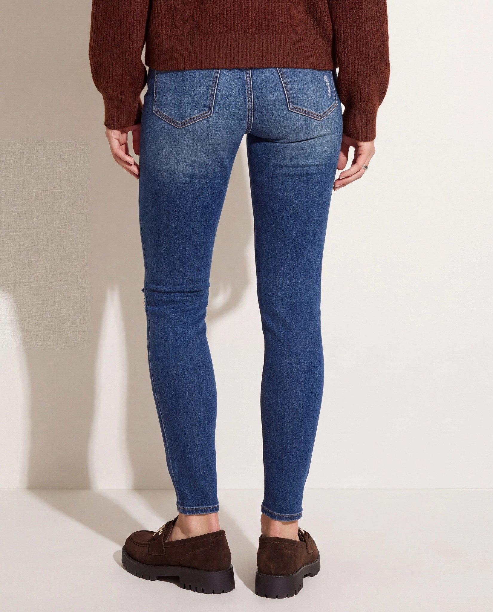 Dark Wash $|& Herizon Suzi Mid Rise Distressed Skinny Jeans - SOF Side