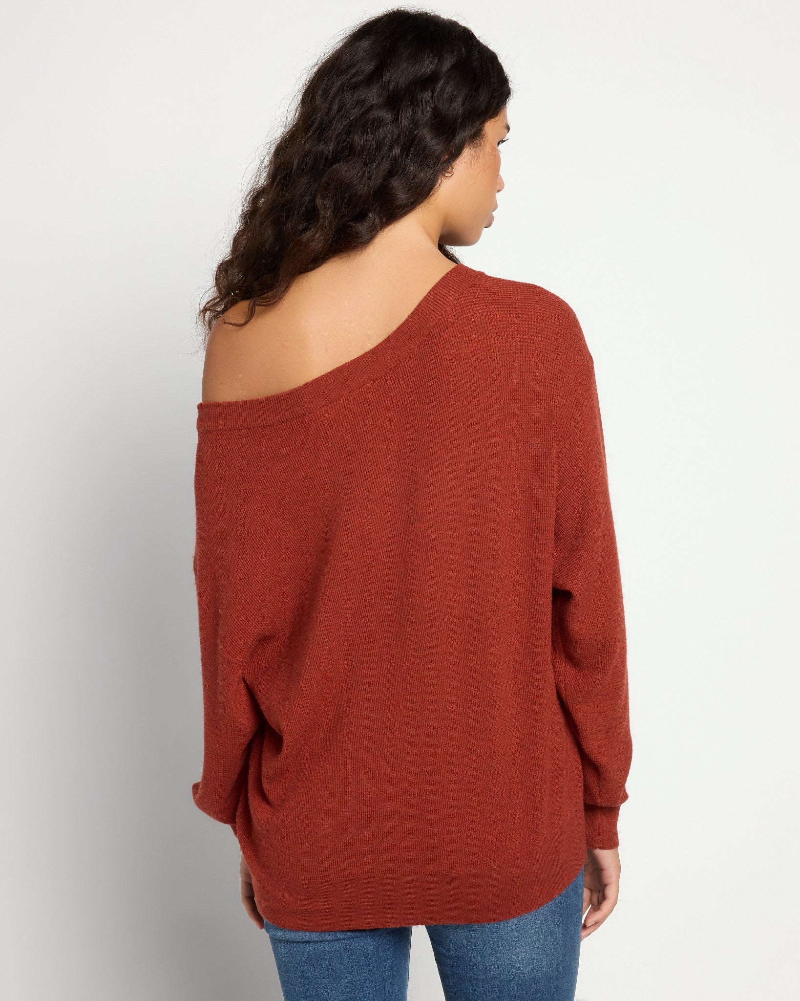 Rooibos Tea $|& Herizon Wanderer Waffle One Shoulder Sweater - SOF Back