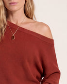 Rooibos Tea $|& Herizon Wanderer Waffle One Shoulder Sweater - SOF Back