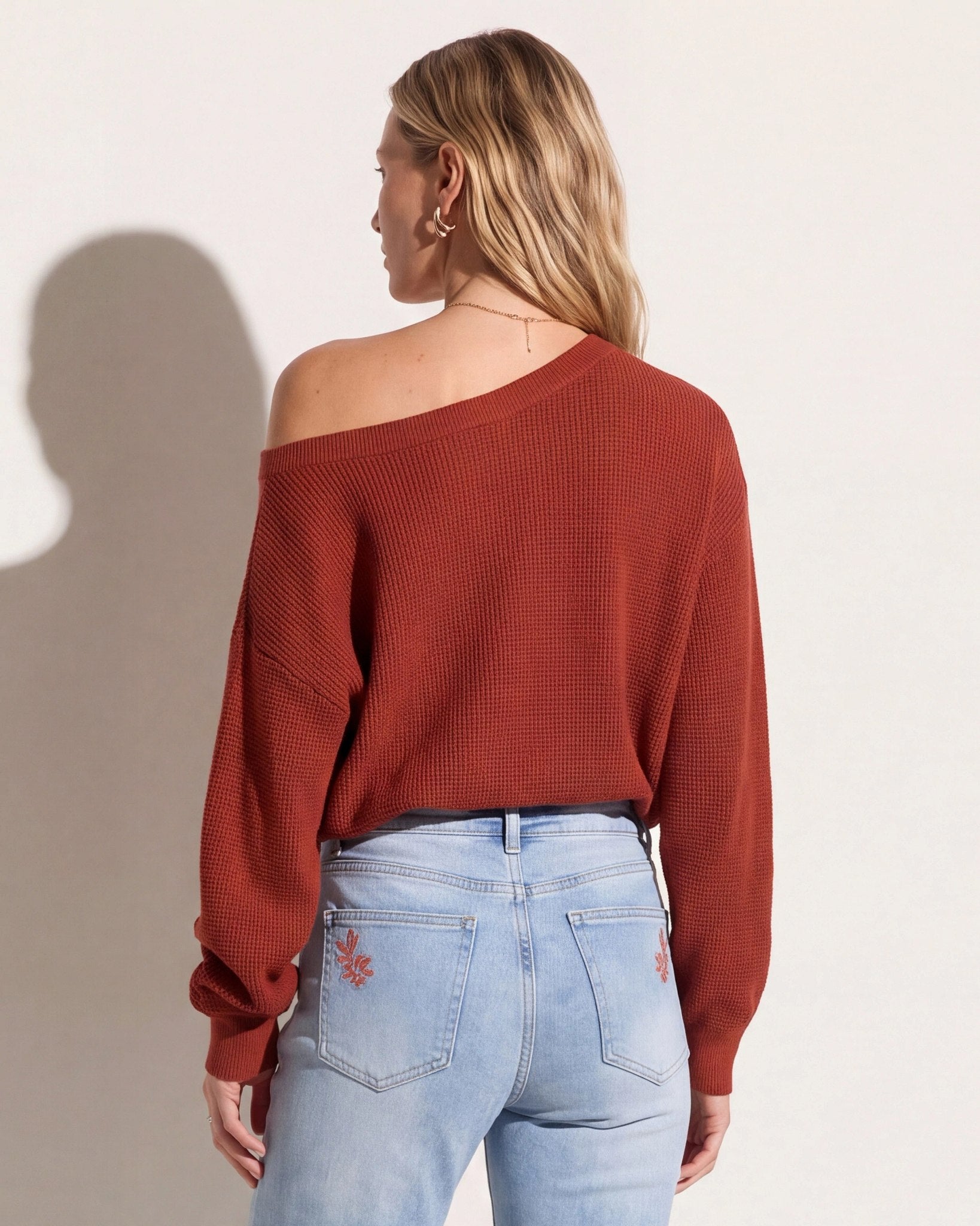 Rooibos Tea $|& Herizon Wanderer Waffle One Shoulder Sweater - SOF Side
