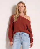 Rooibos Tea $|& Herizon Wanderer Waffle One Shoulder Sweater - SOF Front
