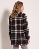 Black/Red/Ivory $|& OneWorld Plaid Sweater Coatigan - SOF Side