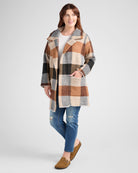 Tan Big Checker $|& OneWorld Sweater Coatigan - SOF Front