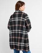 Black/Red/Ivory $|& OneWorld Plaid Sweater Coatigan - SOF Back