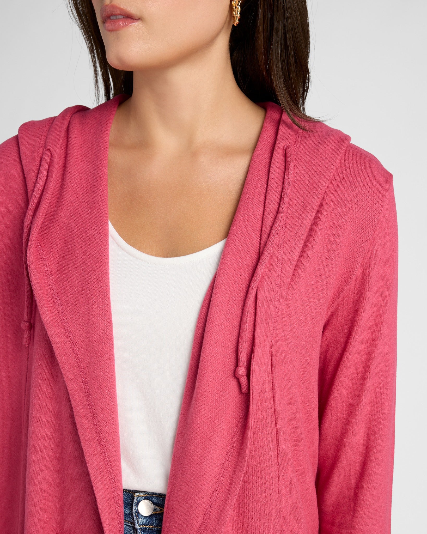 Heather Sangria $|& SEAS Laguna Hooded Cardigan - SOF Detail