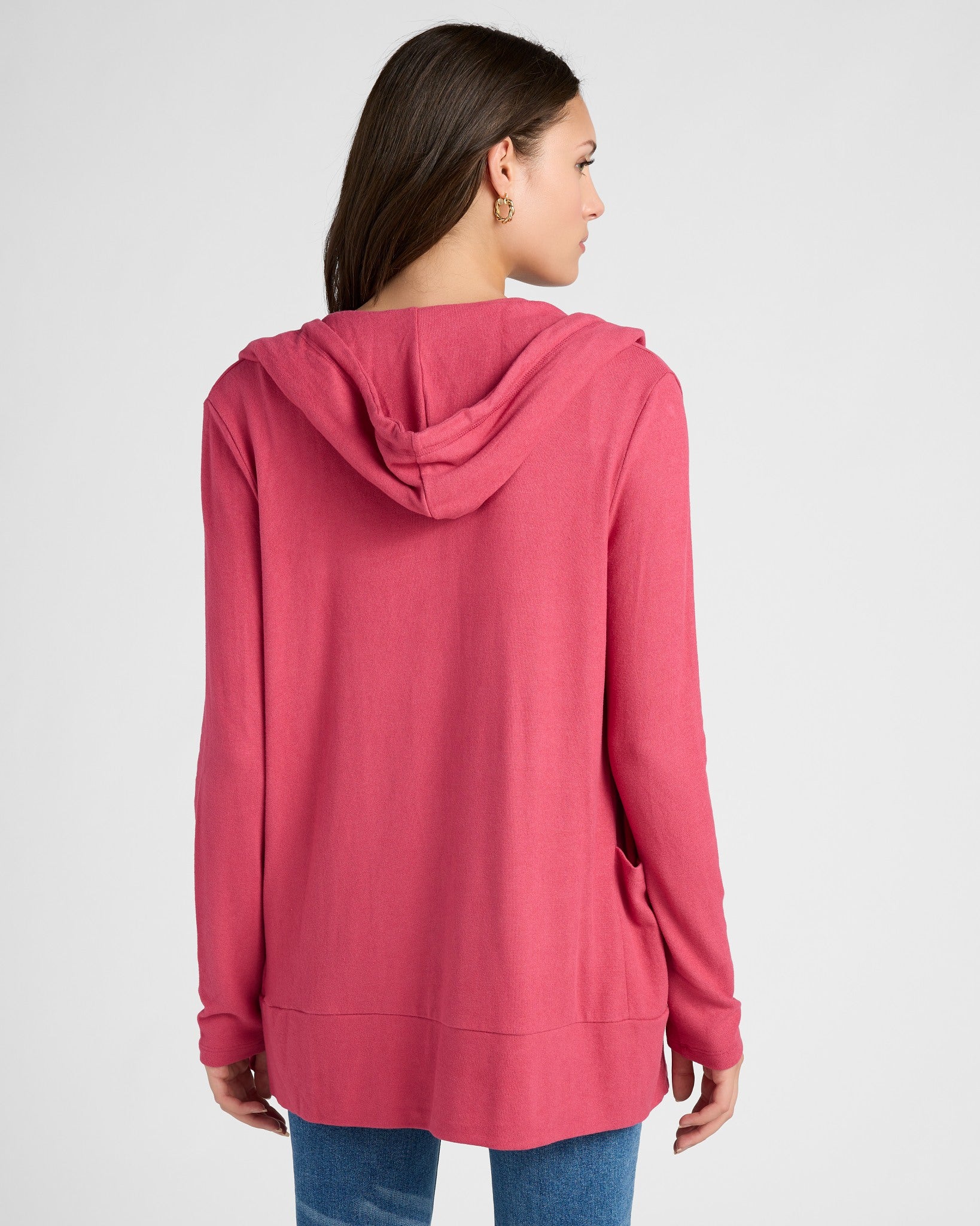 Heather Sangria $|& SEAS Laguna Hooded Cardigan - SOF Back