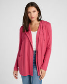 Heather Sangria $|& SEAS Laguna Hooded Cardigan - SOF Front