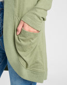 Heather Olive $|& SEAS Cocoon Cardigan - SOF Full Front