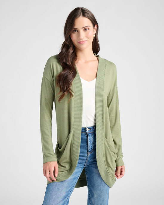 Heathered Olive $|& SEAS Cocoon Cardigan - SOF Front