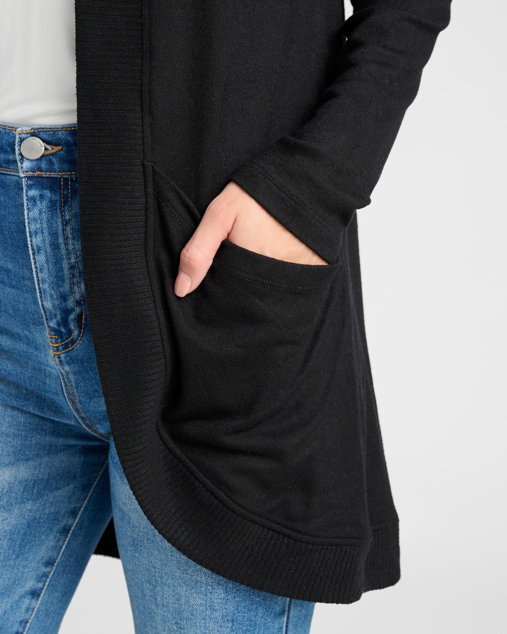 Black $|& SEAS Cocoon Cardigan - SOF Full Front