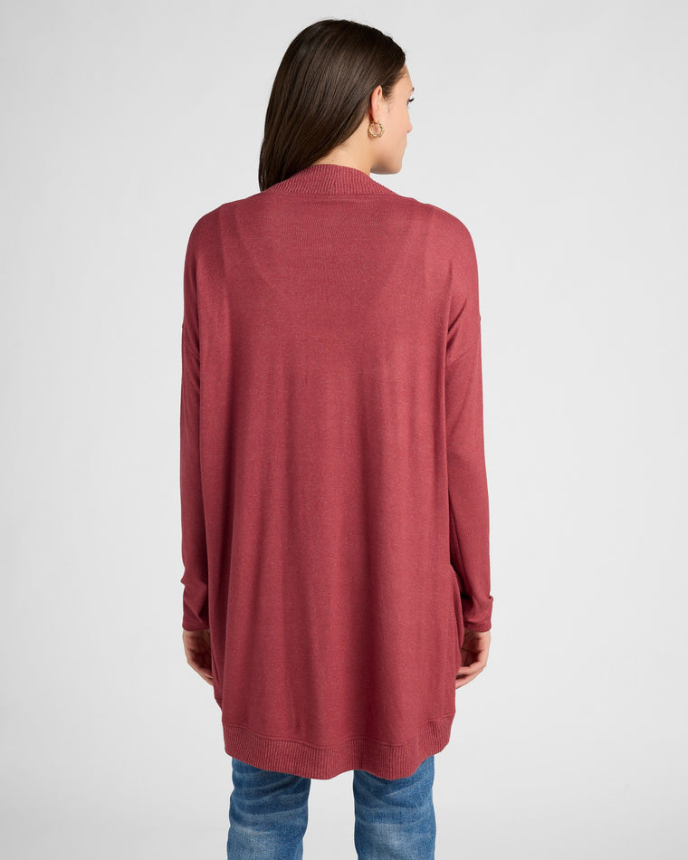 Heathered Cabernet $|& SEAS Cocoon Cardigan - SOF Back