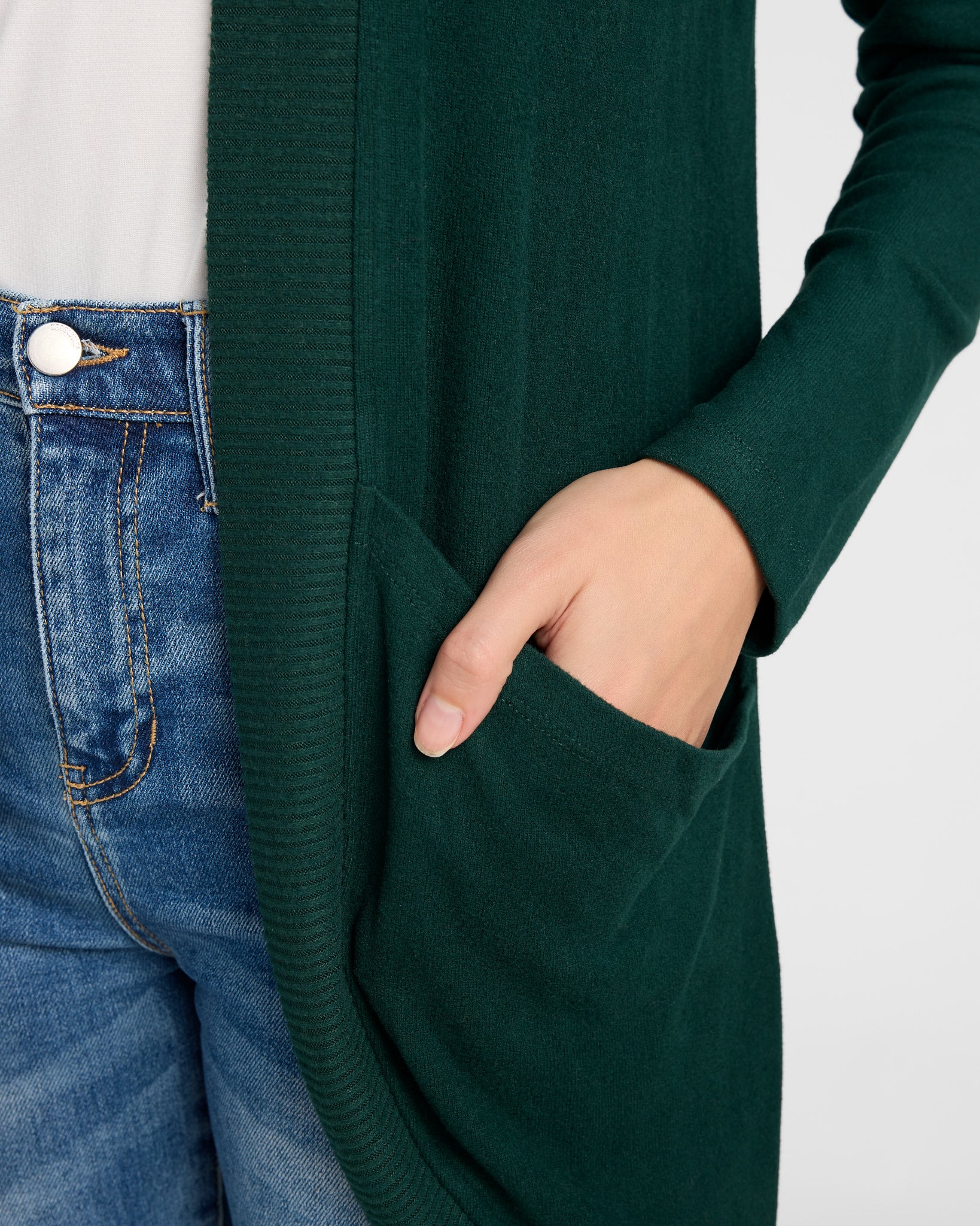 Hunter Green $|& SEAS Cocoon Cardigan - SOF Full Front
