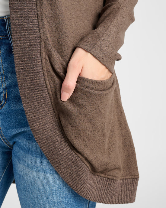 Heathered Dark Chocolate $|& SEAS Cocoon Cardigan - SOF Detail