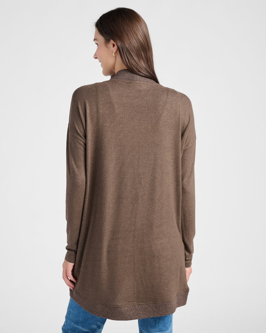 Heathered Dark Chocolate $|& SEAS Cocoon Cardigan - SOF Back