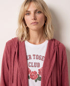 Heather Cabernet $|& SEAS Over The Falls Cardigan - SOF Back