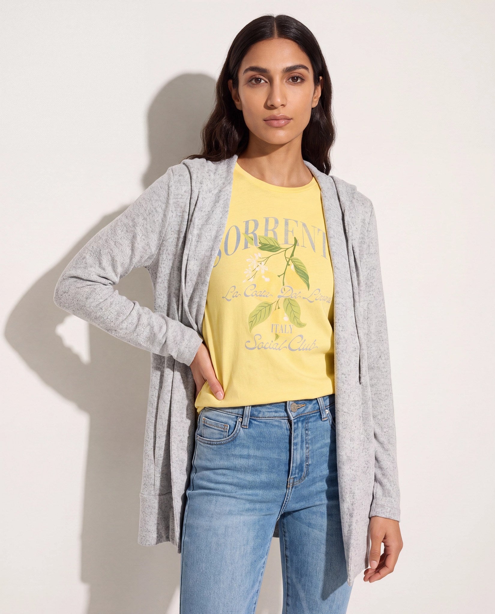 Heather Grey $|& SEAS Over The Falls Cardigan - SOF Front