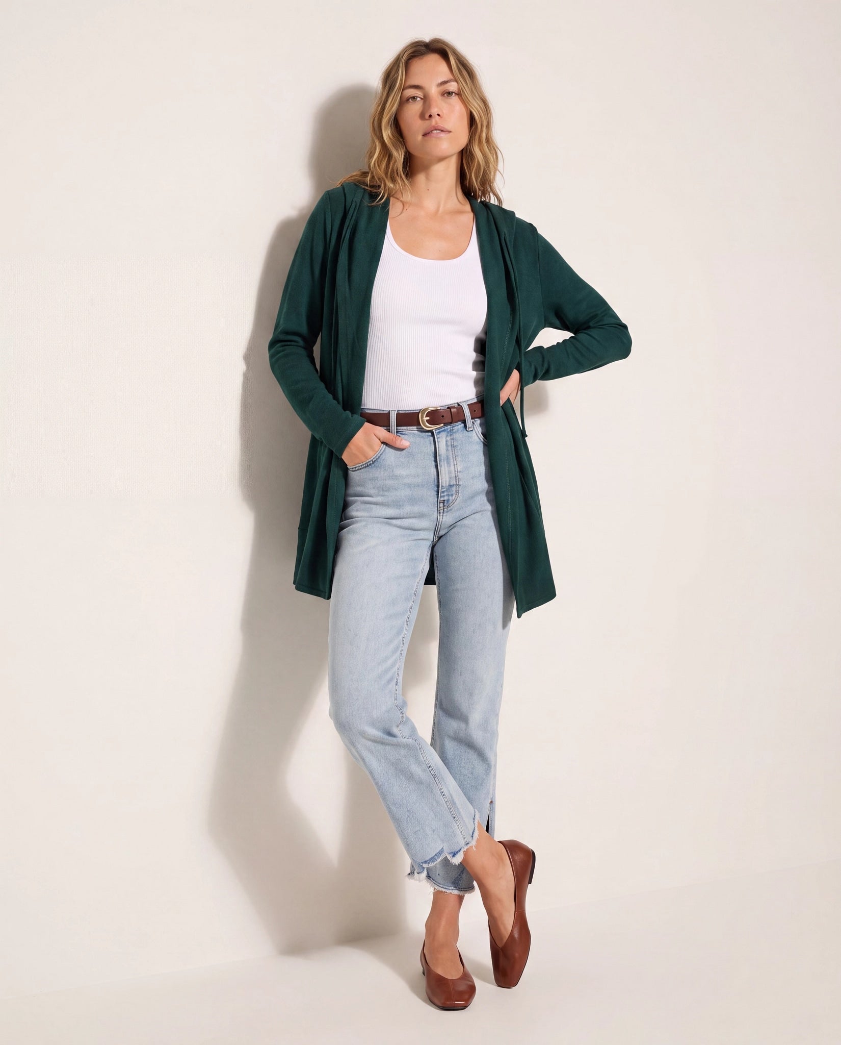 Hunter Green $|& SEAS Over The Falls Cardigan - SOF Back